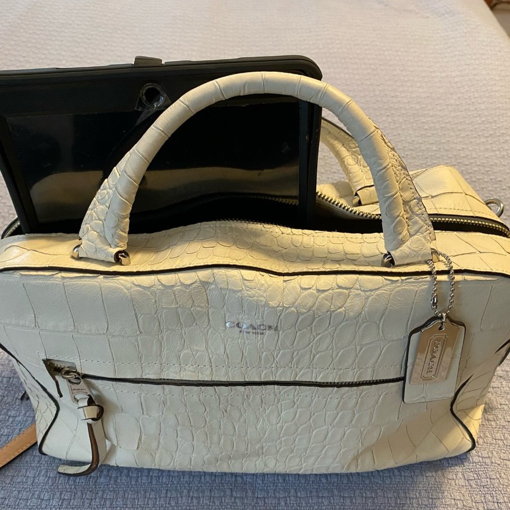 Coach Off White Crocodile Leather Handbag Purse - Picture 7 of 11